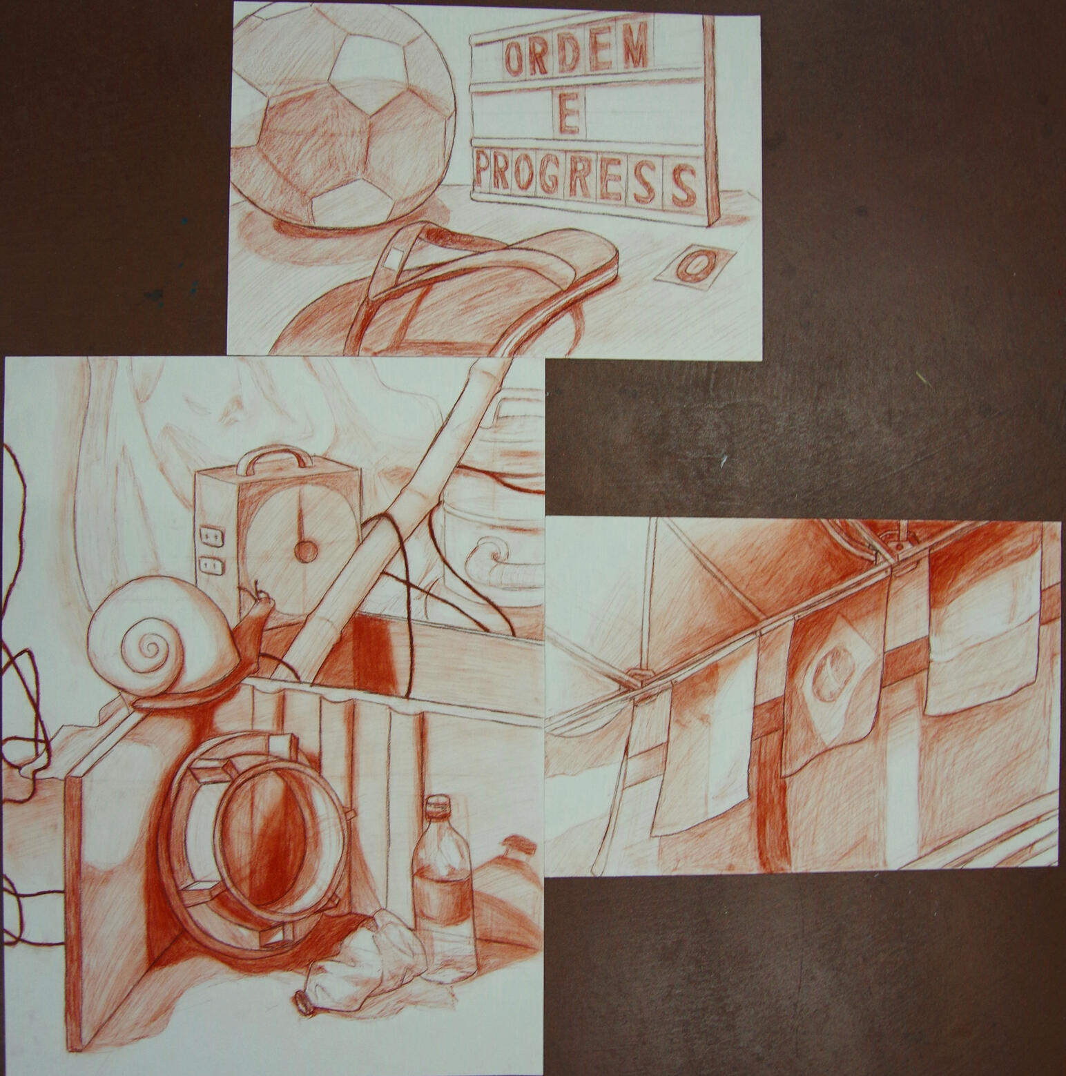 Backward Progress, conte pencil, 2023.