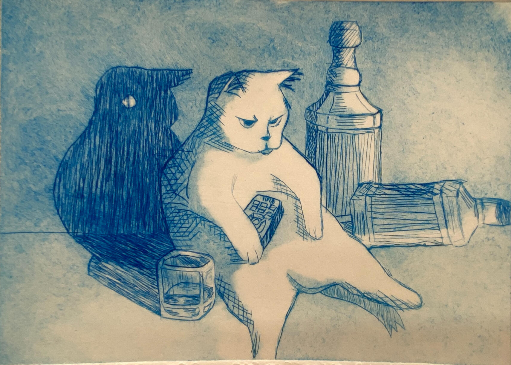 Ferguson the Drunk, drypoint, 8” x 10”, 2024.