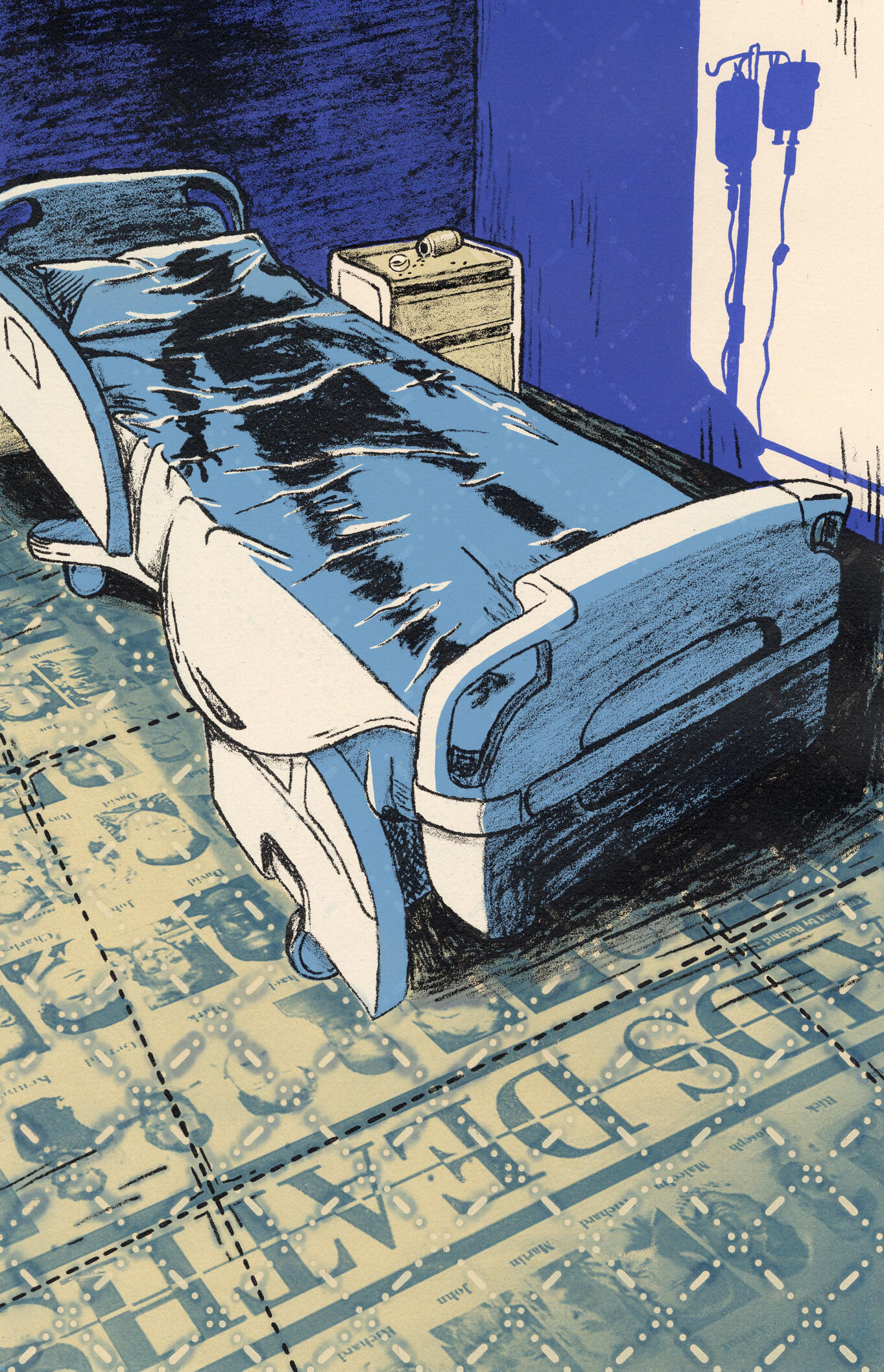 Willful Neglect, screenprint and cyanotype, 11" x 17". 2026.